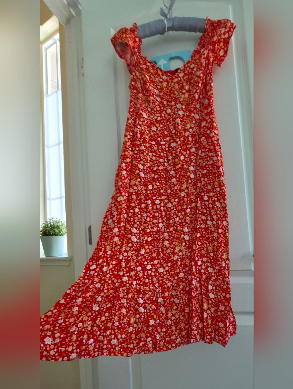 Lulus Mariana Red Floral Ditsy Print Sweetheart Split Midi Summer Dress Small - Picture 4 of 11